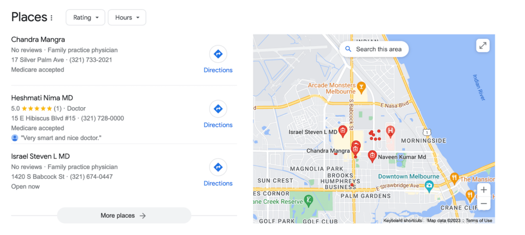 Search Engine Results for Doctors Near Me